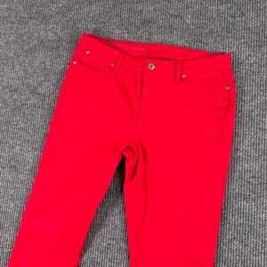 Talbots Flawless Pants Womens 12 Red‎ Slim Ankle Stretch Cotton Blend Casual